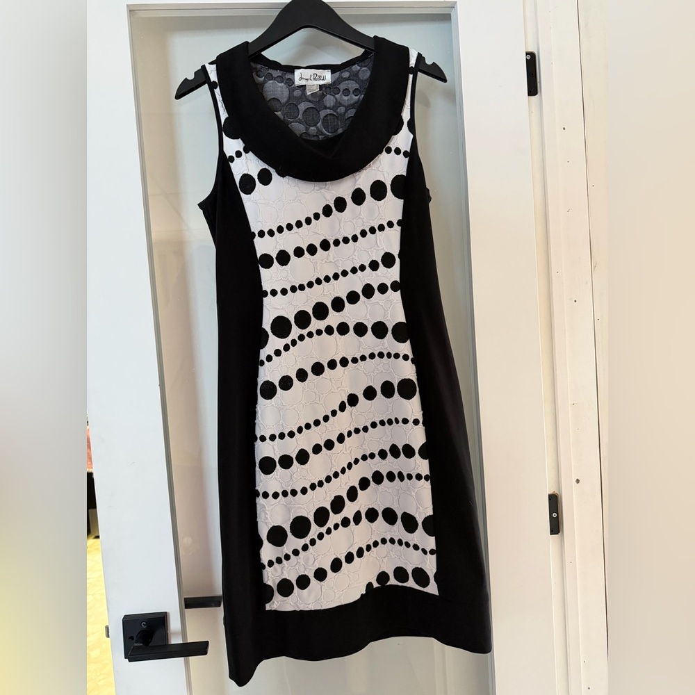 Joseph Ribkoff Black and White Polka Dot Mini Dress